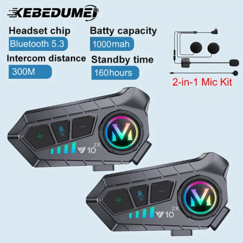Universal Motorcycle Helmet Intercom Headset - Intercomunicador para casco de motocicleta, 1/2x,