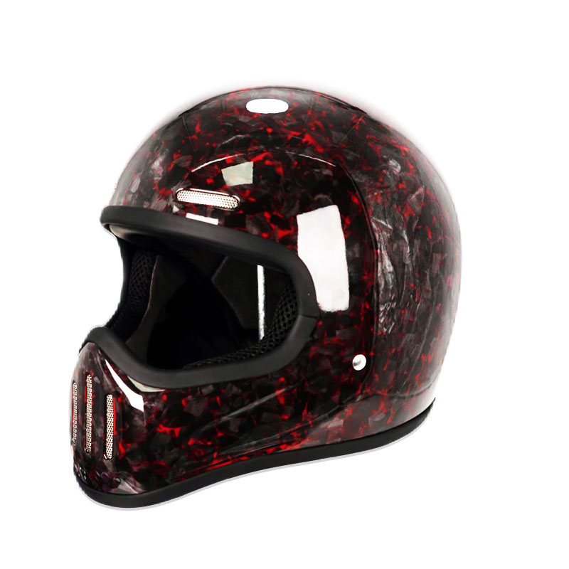 Carbon Fiber Lightweight Motorcycle Helmet - Nuevo casco de cara completa Retro