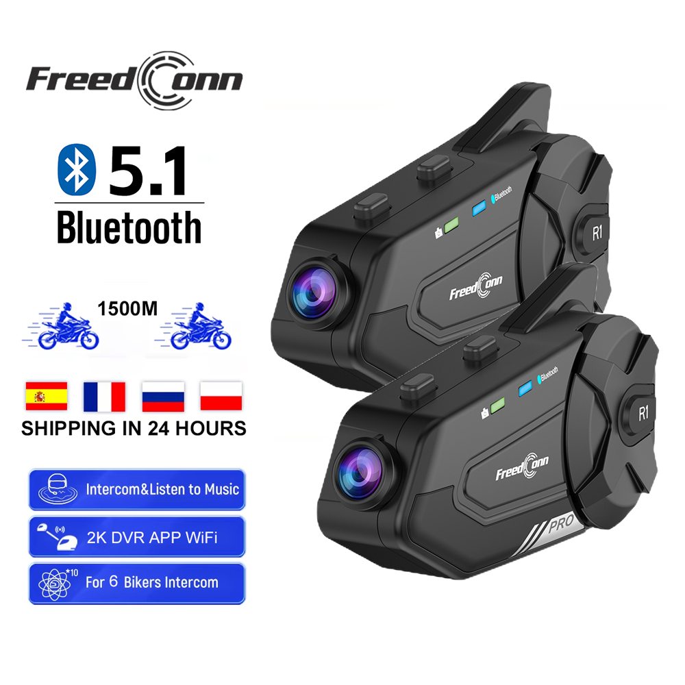 Full Face Motorcycle Helmet With Bluetooth - Freedconn-intercomunicador para motocicleta, casco Dvr automático,