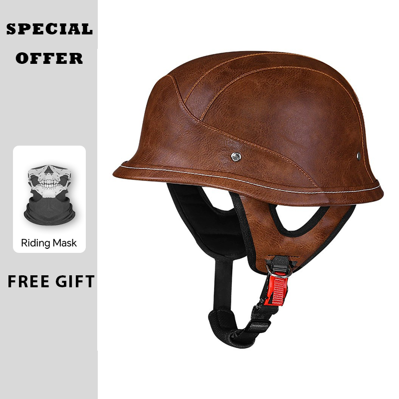 Vintage Open Face Retro Helmet - Medio casco de cuero, cascos de