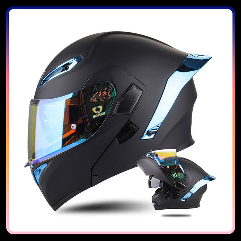 Dual Visor Motorcycle Racing Helmet - Cascos de motocicleta abatibles universales para
