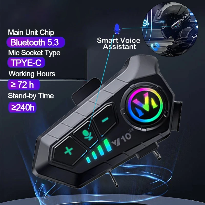 Universal Motorcycle Helmet Intercom Headset - Intercomunicador para Casco de Motocicleta V10