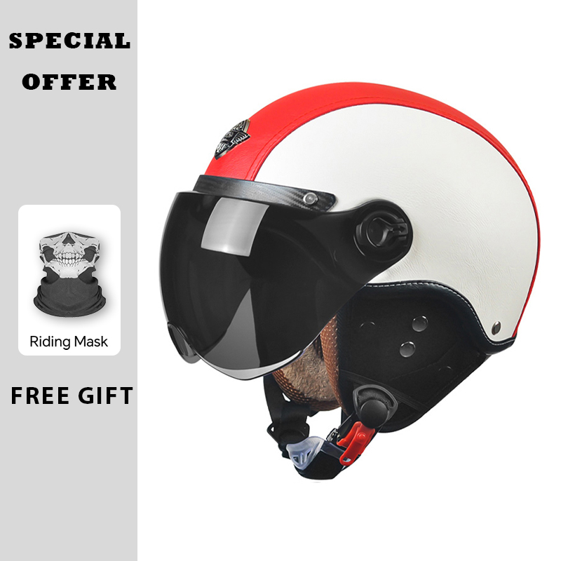 Vintage Open Face Retro Helmet - AD Retro motocicleta medio casco hombre