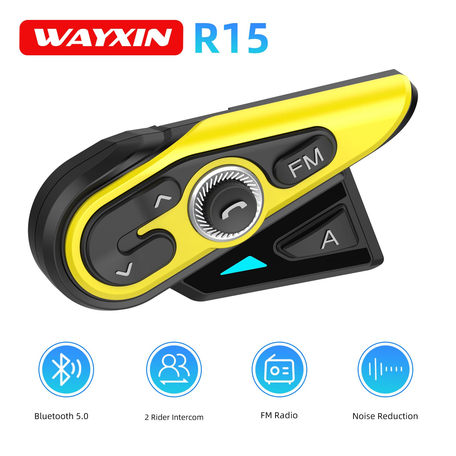 Full Face Motorcycle Helmet With Bluetooth - WAYXIN R15 Intercomunicador para Casco de