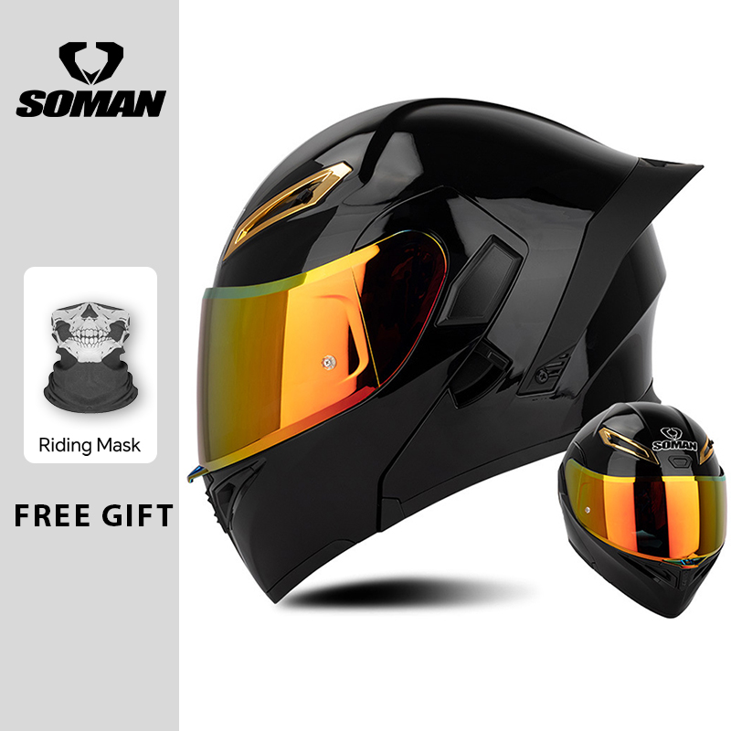 Dual Visor Motorcycle Racing Helmet - Cascos de motocicleta abatibles hacia arriba