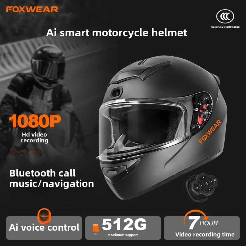 Full Face Motorcycle Helmet With Bluetooth - Casco de motocicleta AI Intelligence con