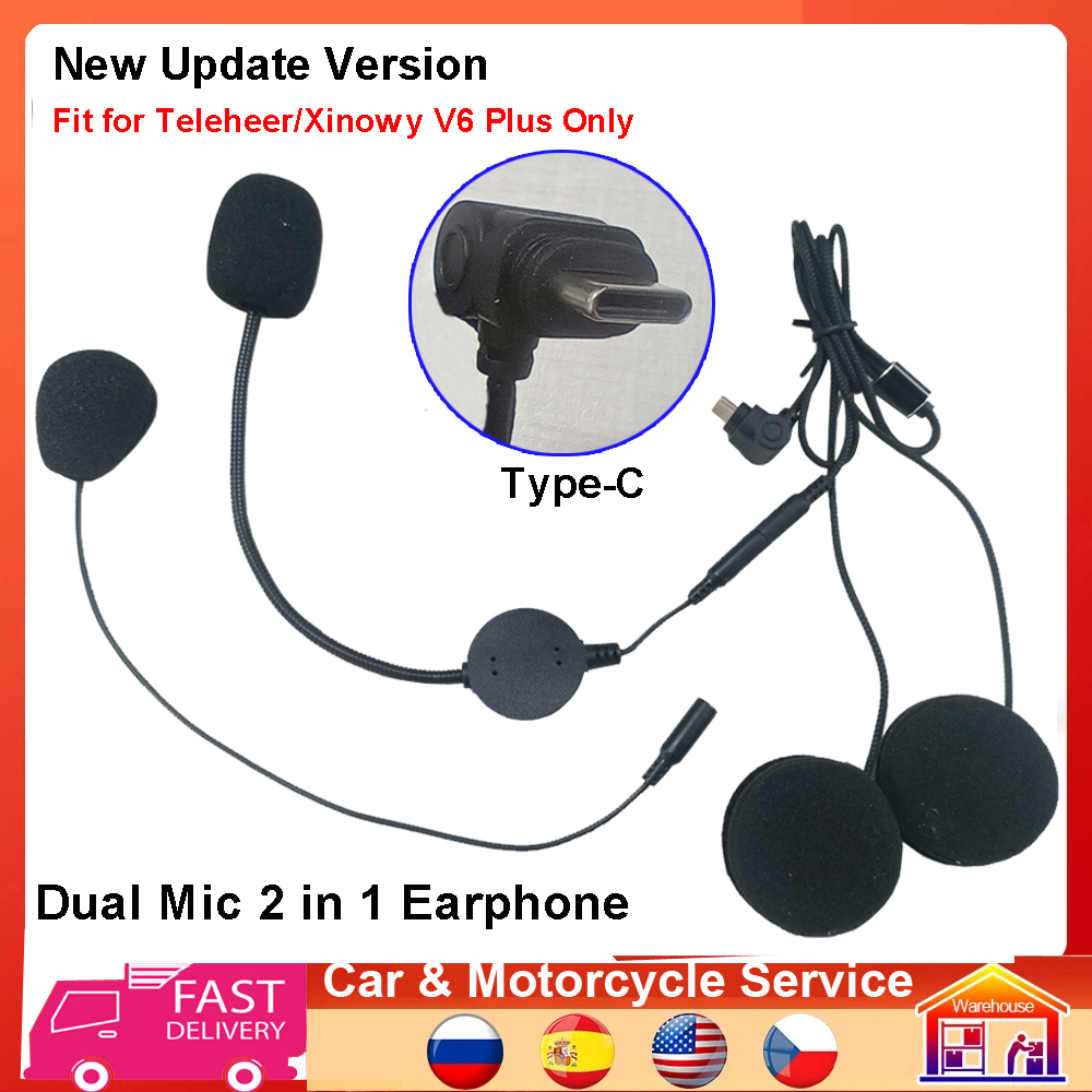 Universal Motorcycle Helmet Intercom Headset - Altavoz para auriculares tipo C, micrófono