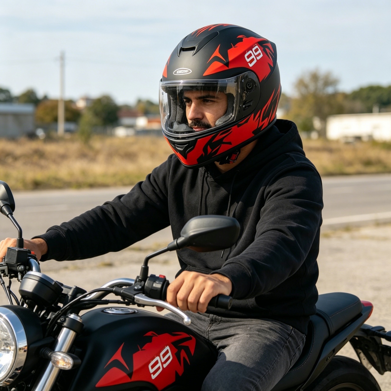 Dual Visor Motorcycle Racing Helmet - Casco de Motocicleta Integral para Hombre,