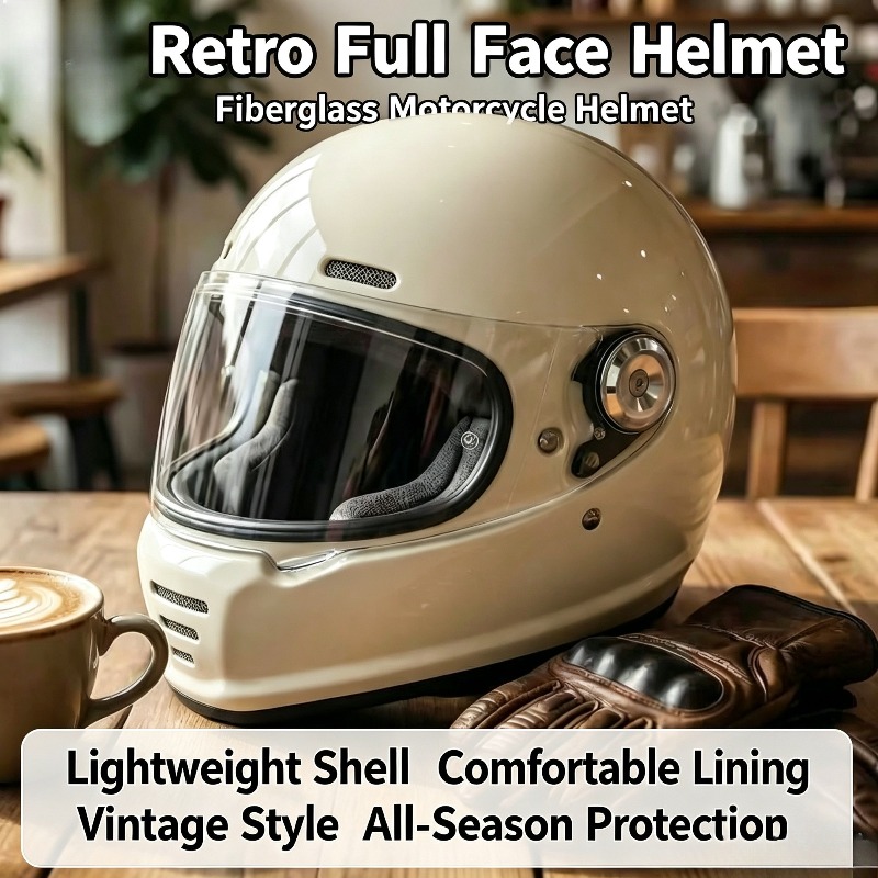 Carbon Fiber Lightweight Motorcycle Helmet - Casco Retro de Fibra de Carbono