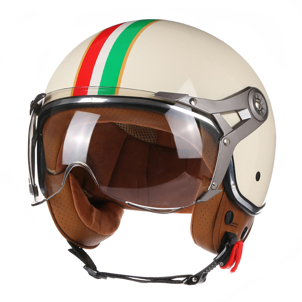 Vintage Open Face Retro Helmet - Casco de Motocicleta Abierto DOT 3/4,